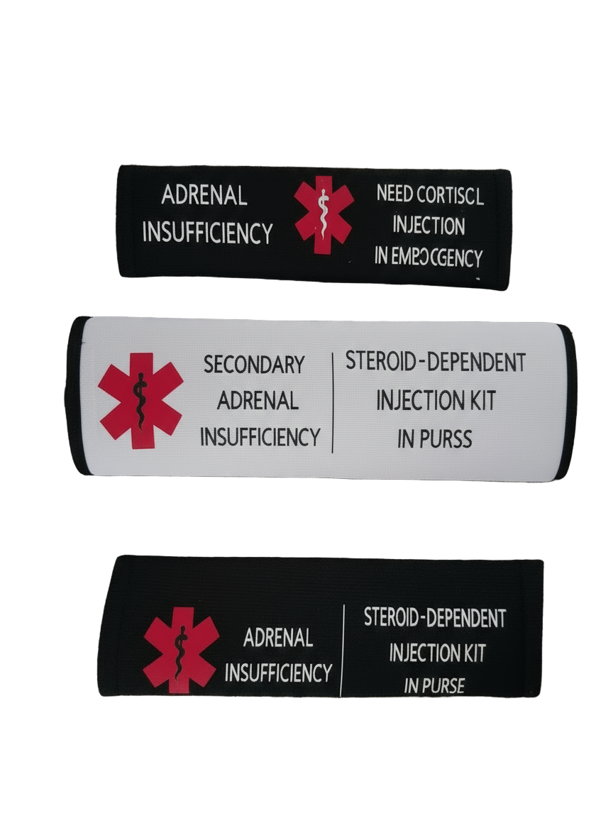 Adrenal Insufficiency Medical Alert Sleeve for Seatbelts/bags